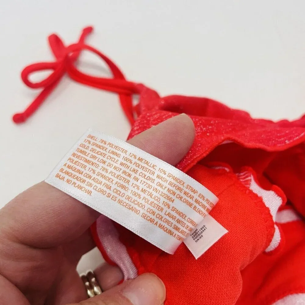 Cat & Jack Youth Girls‎ Medium 8 Sparkle & Shine Bralette Bikini Top in Red 614